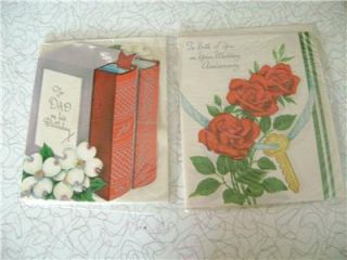 Lot 7 Vintage Greeting Cards Unused Birthday Anniversary Wife Get Well 