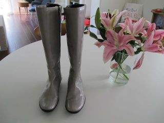 Aquatalia by Marvin K Knee High Sparkling Silver Color Rainboots New 