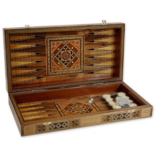 Wooden Middle Eastern Backgammon Set 20 Khayt Arabi