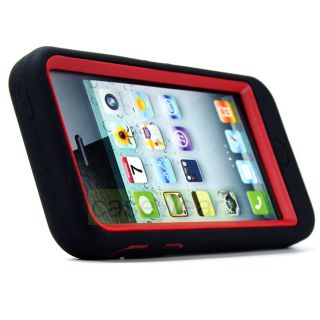 iphone 5 with black red kickstand double layer hard case