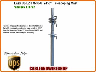    ft Telescopic Push Up TV Antenna Mast Mount Pole Telescoping