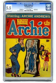 ARCHIE COMICS 7 CGC 5 5 UNIVERSAL OW W RARE 2ND HIGHEST GRADED