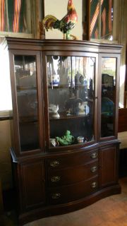 Antique Mahogany Bow Front China Cabinet Bassett Furniture Breakfront 