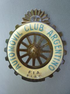 Vintage Car Badge Automovil Club Argentino Original Bronze