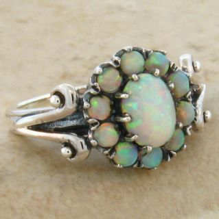 Opal Antique Victorian Design 925 Sterling Silver Ring Size 9 464 