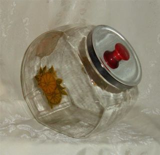 Vintage Large Clear Glass Cookie Jar Canister Metal Lid