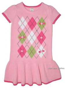 Gymboree Equestrian Club Pink Argyle Gem Sweater Dress