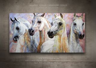 Arabian Dream Horses Original Painting Brilliant Colors Joartcologne 
