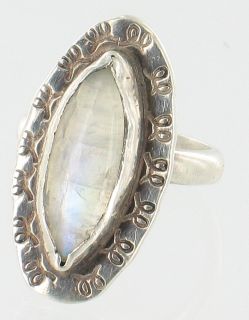 Vintage Sterling Rainbow Moonstone Gorgeous Ring Sz 8
