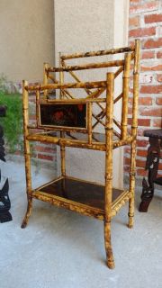 Antique Victorian English Tortoise Bamboo Magazine Rack Music Stand 