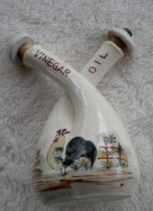 Vintage French Country Rooster Cruet Oil Vinegar Paint