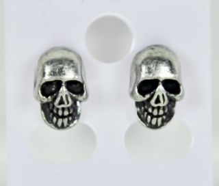 Skull Stud Earrings Heavy Death Black Metal Rock Extrem
