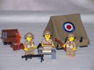 Lego WW2 British Army Base Camp Playset w 3 Minifigs