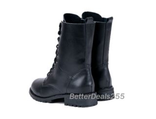 Women Elegant Black Punk Military Army Knight Lace Up Short Boots 