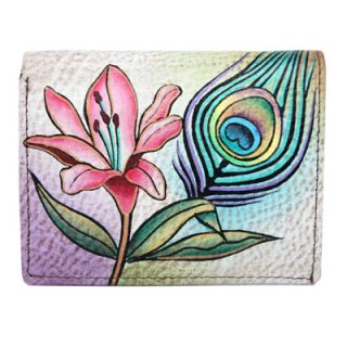 Anuschka CC & Business Card Hand Painted Leather Holder Peacock Lily 