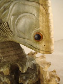 17 Bali Hand Carved Waru Wood Arowan Fish Sculpture