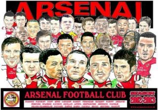 Arsenal Player Cartoon Montage 2012 13 7 x 5 Print