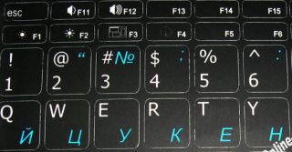 Mac English Russian Keyboard Sticker Black Background