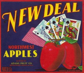 New Deal Apple Crate Label Wenatchee WA