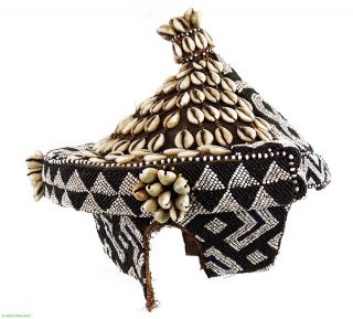 Kuba Royal Hat Mpaan with Beads and Cowrie Shells African