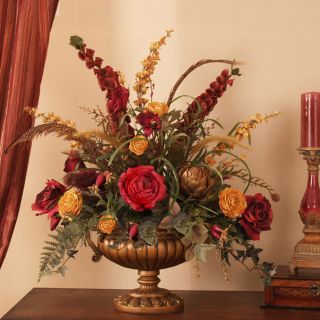   Floral Silk Roses Artichokes Flower Centerpiece Arrangement