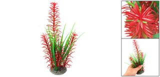 Artificial Plastic Plant Decor Green Red for Fish Tank