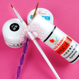 Acrylic Powder Liquid UV Gel File Glue Brush Kits Tips Nail Art Kit 