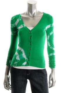 Inc New Exotic Quest Green Tie Dye Sequin Ruched Button Cardigan 