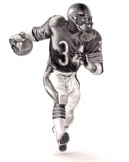Walter Payton Lithograph Poster Print in Bears Jersey