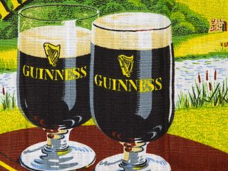 beautiful condition circa 1950 Guinness advertising tea towel. The 