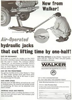 1966 Walker Hydraulic Jacks Print Ad Man w Car Racine