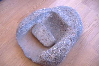    Anasazi Indian Artifact Metate Grinding Stone With Mono Basalt Rock