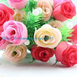 75 Pcs Silk Roses Buds Wedding Bouquet Artificial Flowers Pink F51 