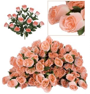 84 Long Stem Rose Buds Wedding Silk Dew Flowers New 6PH