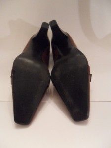 Womens Shoes Ashley Judd Brown Leather Heel Size 7 Medium 3 inch 