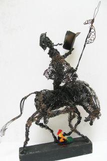 MID CENTURY Modern Brutalist Metal WIRE Don Quixote Large SCULPTURE 