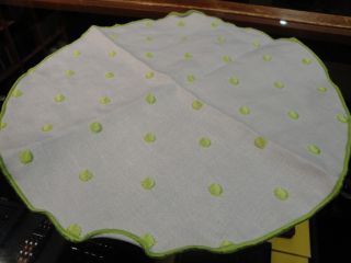 Edward Armah Round Linen Handkerchief White Lime Dot