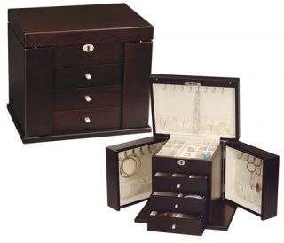 Fully Locking Dark Wooden Jewelry Boxes Chests Armoires