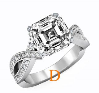   Twisted Shank Asscher Engagement Diamond Engagement 18K Ring