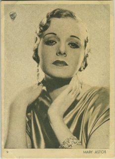 Mary Astor 1930s Aguila Uruguay Movie Star Premium Card