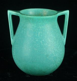 Vintage Arts Crafts Era Rookwood Mottled Green Double Handled Vase 