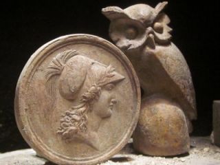 Athena / Minerva   Greek / Roman art goddess of wisdom + Owl statue 