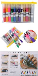 12 Color 3D Paint Pen UV Gel Acrylic Nail Art Polish