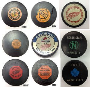  Rare Hockey Puck Collection Old Pucks Detroit Chicago Viceroy Art Ross