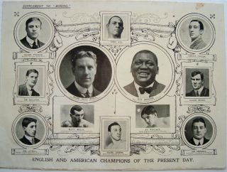 1911 JACK JOHNSON ABE ATTELL AD WOLGAST etc original vintage boxing 