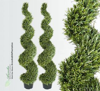    TWO Pre Potted 6 Rosemary Artificial Thick Spiral Topiary Trees