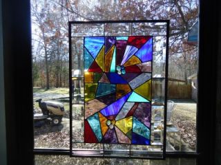 stained glass quilt window panel