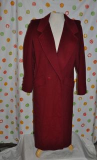 Ashley Scott Chic Wool Long Red Coat Womens Medium Vintage 1980s USA 