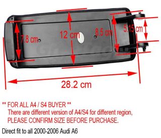 Audi A6 A4 S4 Armrest Center Console Cover Lid Black Storage Box 00 06 
