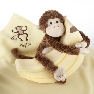 Personalized Baby Aspen Monkey Magoo Blanket 2 Pc Plush Blanket Gift 